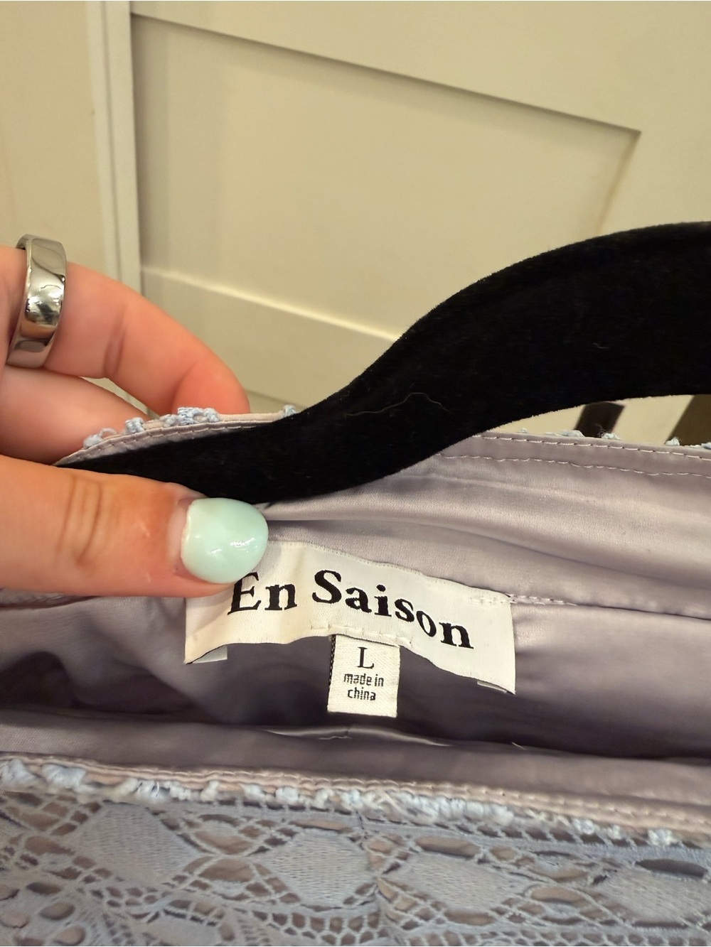 En Saison Light Blue Lace Square-Neck Blouse - Picture 2 of 8